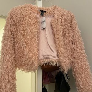 Pink fuzzy sweater jacket